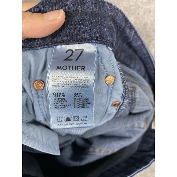 Mother Jeans Womens 27 Blue Wash The Looker Skinny Whiskering - Picture 11 of 16